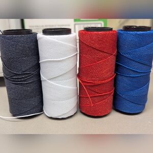 4 spools of Black/White Red/Blue waxed polyester cord  Jewelry Making & Macrame